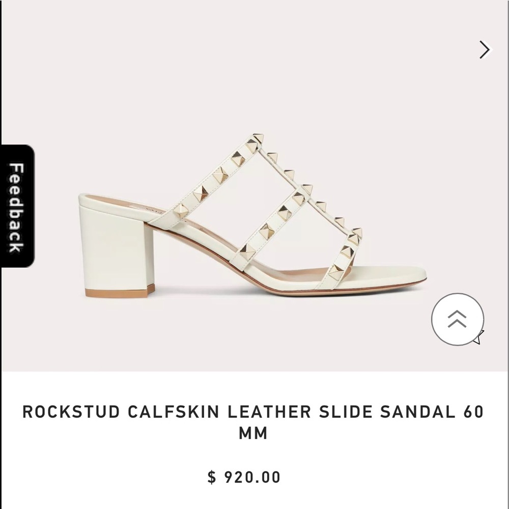 ROCKSTUD CALFSKIN LEATHER SLIDE SANDAL 60 MM Size 38 / US size 8